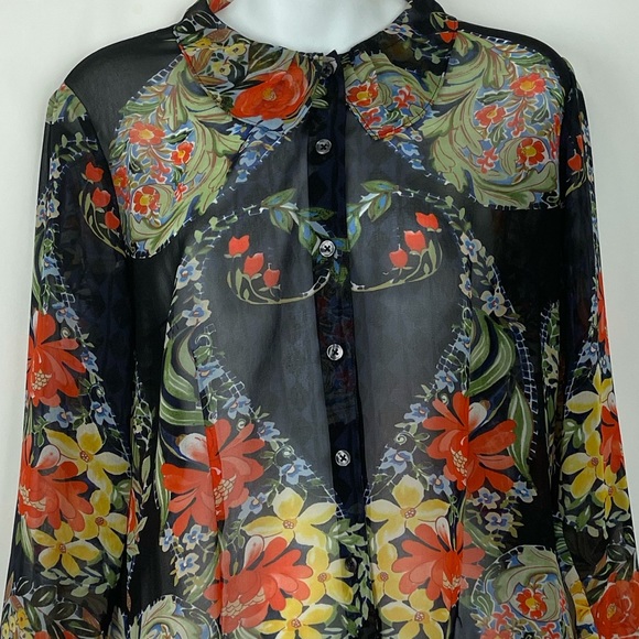 Cabi #3072 Amour Black Floral Blouse Small - Picture 3 of 8